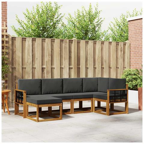 Set di divani da esterno con cuscino 6 pcs Naturale e Antracite - Foto 2
