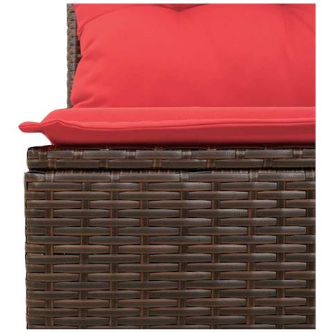 Set di divani con cuscino 9 pcs Marrone e Rosso polyrattan - Foto 9