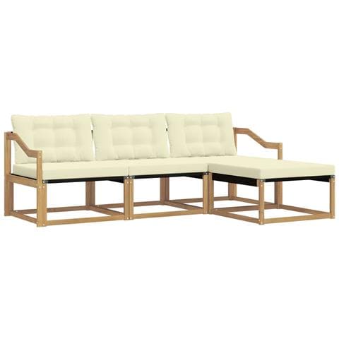 Set di divani da esterno con cuscino 4 pcs Bianco e Crema - Foto 1