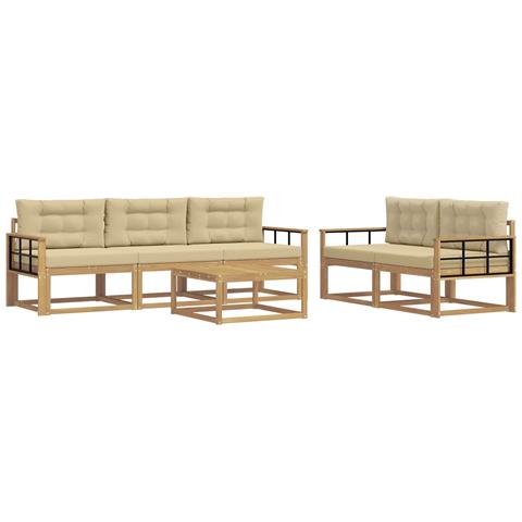 Set di divani da esterno con cuscino 6 pcs Bianco e Beige - Foto 1