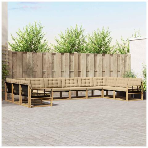 Set di divani da esterno con cuscino 10 pcs Bianco e Beige - Foto 2