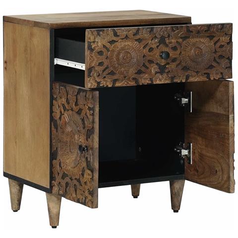 Mobiletto da Letto con cassetto Marrone 50 x 33 x 60 cm - Foto 2