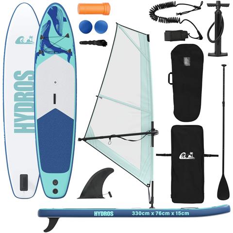 SUP gonfiabile con vela HYDROS 330 x 76 x 15 cm Turchese per - Foto 1