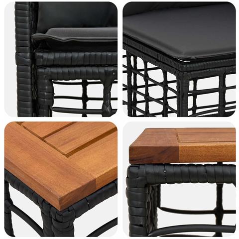 Set di divani da esterno 9 pz Nero e Grigio scuro polyrattan - Foto 10