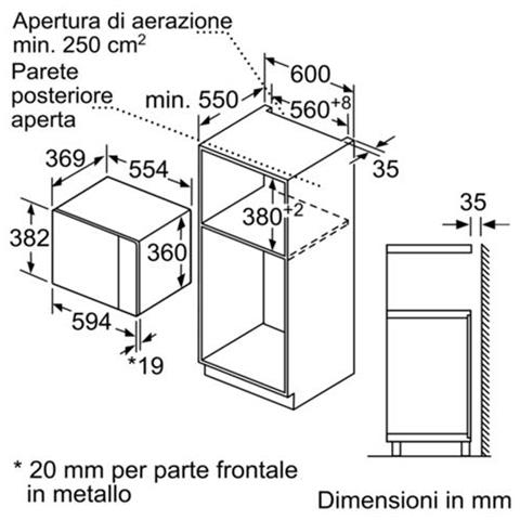 BOSCH BFL554MB0 Forno Microonde da Incasso Capacità 25 Litri Potenza 900 Watt Colore Nero RE10619