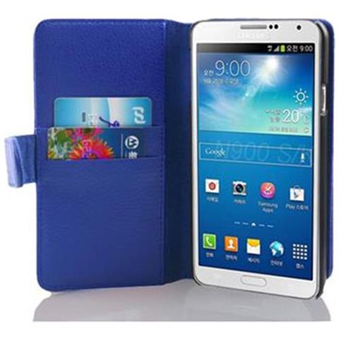 Custodia Compatibile Con Samsung Galaxy Note 3 In Blu Reale - Coperchio Protettivo In Ecopelle Testurizzata E Tasca Per Carte Di Credito - Foto 1
