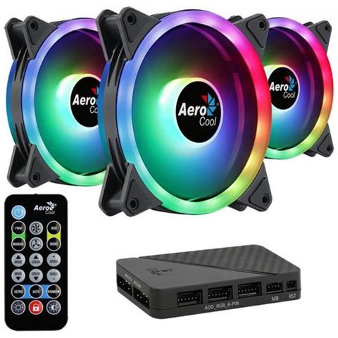 Lot De 3 Ventilateurs De Boitier Aerocool Duo 12 Pro Rgb 12cm Avec Tãƒâ€°lãƒâ€°commande (noir) - Foto 3