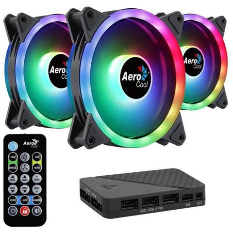 Lot De 3 Ventilateurs De Boitier Aerocool Duo 12 Pro Rgb 12cm Avec Tãƒâ€°lãƒâ€°commande (noir) - Foto 1