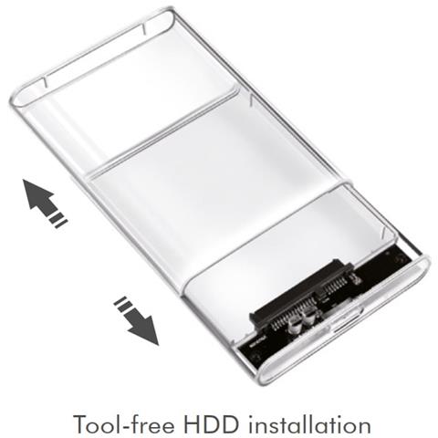 Box Hdd /ssd Esterno Per Disco Rigido 2.5'' Usb 3.0 Trasparente Con Led - Foto 2