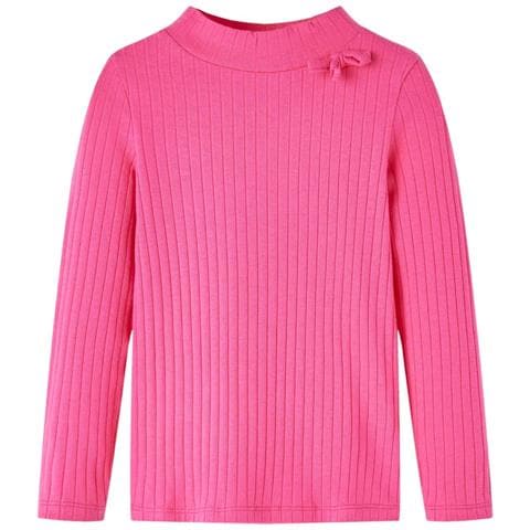 Maglietta Da Bambina A Maniche Lunghe A Costine Fucsia 140 - Foto 1
