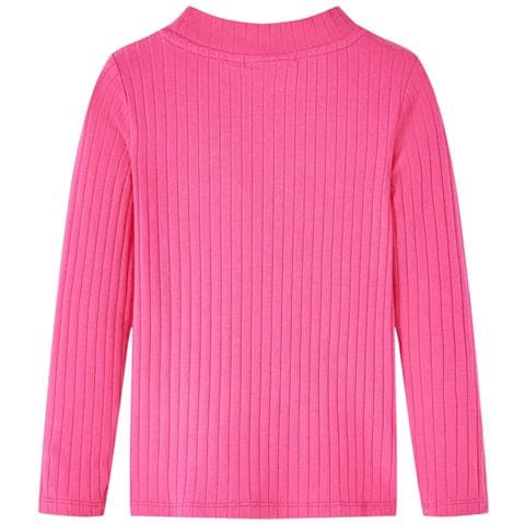 Maglietta Da Bambina A Maniche Lunghe A Costine Fucsia 140 - Foto 2