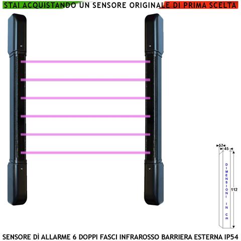 Barriera Infrarossi Attivi 6 Doppi Fasci Sensore Orientabile Segnala Allarme Passaggio Intruso Protezione Lineare Port - Foto 1
