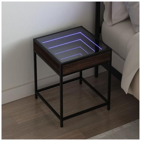 Comodino Con Led Infinity Rovere Marrone 40x40x51 Cm - Foto 1
