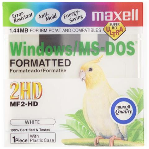 1 X Maxell Floppy Disk Drive 3,5"" 1.4mb Mf2-hd Ms-dos Windows Bianco (singolo) - Foto 2