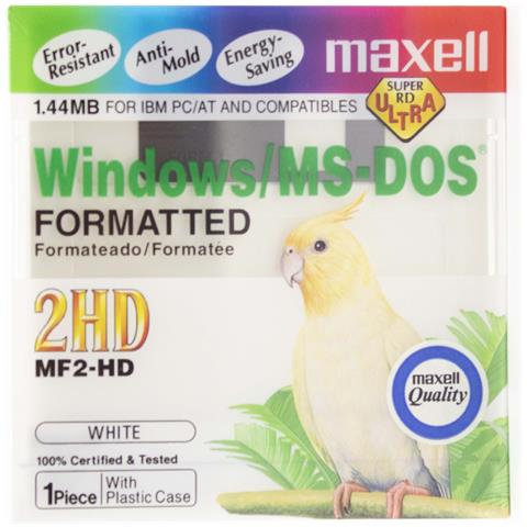 1 X Maxell Floppy Disk Drive 3,5"" 1.4mb Mf2-hd Ms-dos Windows Bianco (singolo) - Foto 1