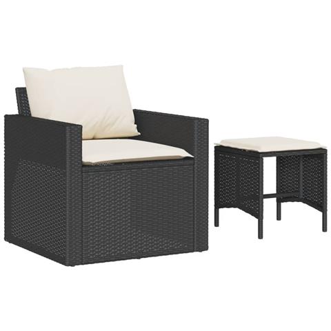 Set Divani Da Giardino 4 Pz Con Cuscini Nero In Polyrattan - Foto 2