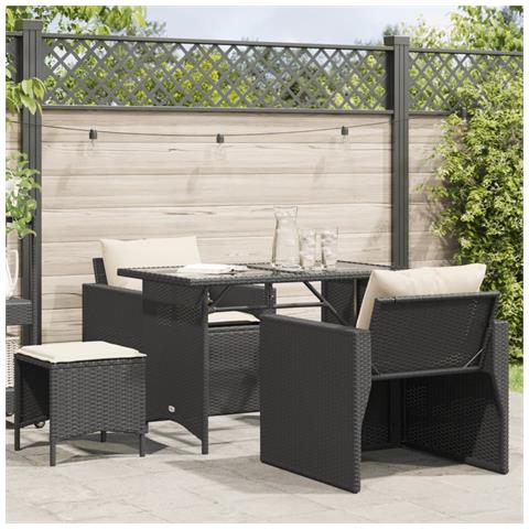 Set Divani Da Giardino 4 Pz Con Cuscini Nero In Polyrattan - Foto 8