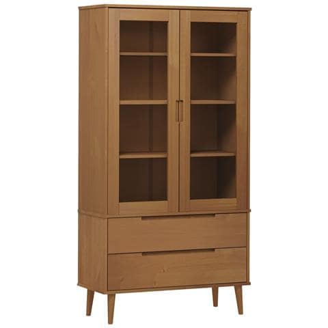 Vetrina Molde Marrone 90x35x175 Cm In Legno Massello Di Pino - Foto 2