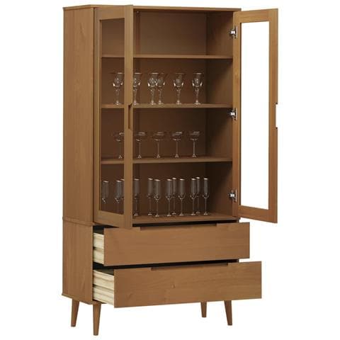 Vetrina Molde Marrone 90x35x175 Cm In Legno Massello Di Pino - Foto 3