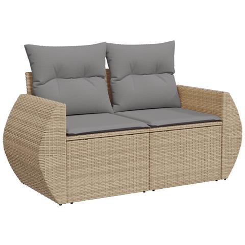 Set Divano Da Giardino 9 Pz Con Cuscini Beige In Polyrattan - Foto 3