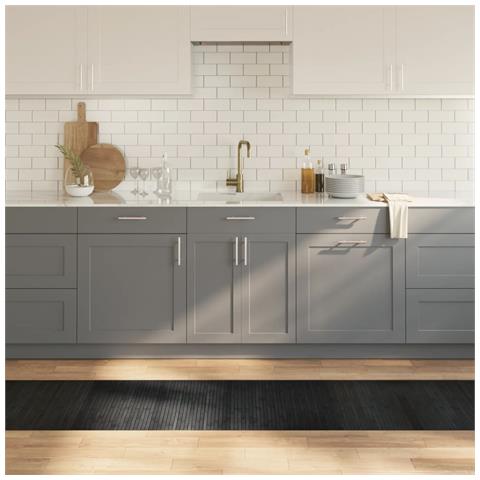 Tappeto Rettangolare Grigio 60x400 Cm In Bambù - Foto 1