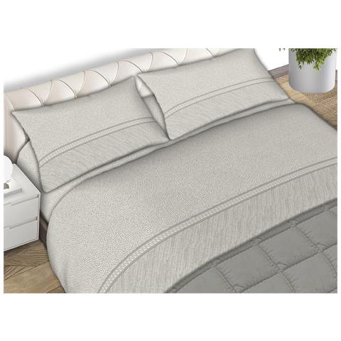 Completo Lenzuola Letto 100% Cotone Made Italy Disegno Borbon25 Cn Matrimoniale Panna - Foto 1