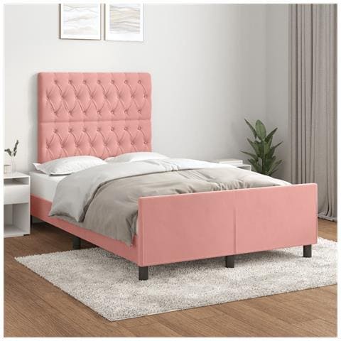 Giroletto Senza Materasso Rosa 120x190 Cm Velluto - Foto 1