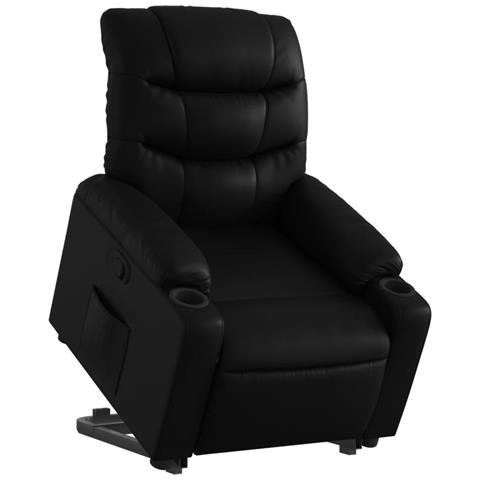 Poltrona Alzapersona Reclinabile Nera In Similpelle - Foto 3