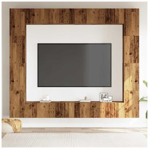 Set Mobile Tv 8 Pz Montato A Parete Legno Antico In Truciolato - Foto 3