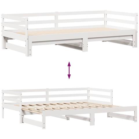 Letto Estraibile con Cassetti senza Materasso Bianco 80x200 cm - Foto 10