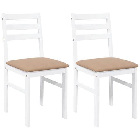 Sedie Da Pranzo Con Cuscini 2 Pz Bianco Legno Massello Di Hevea - Foto 1