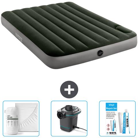 Set Materassino Gonfiabile - 191x137x25 Cm - Verde - Include Accessori Coordinati Cb4 - Foto 1