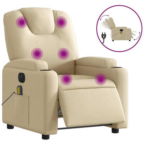 Poltrona Reclinabile Massaggiante Elettrica Crema In Tessuto - Foto 1