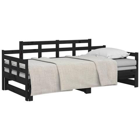 Dormeuse Estraibile Nera In Legno Massello Di Pino 2x (90x200) cm - Foto 2