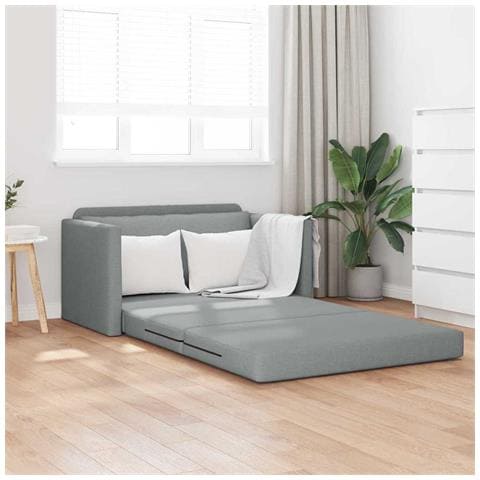 Divano Letto versione 2 in 1 Grigio Chiaro 124x71x78 cm Tessuto - Foto 2
