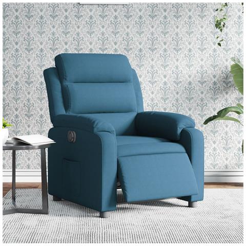 Poltrona Reclinabile Elettrica Blu in Velluto - Foto 2