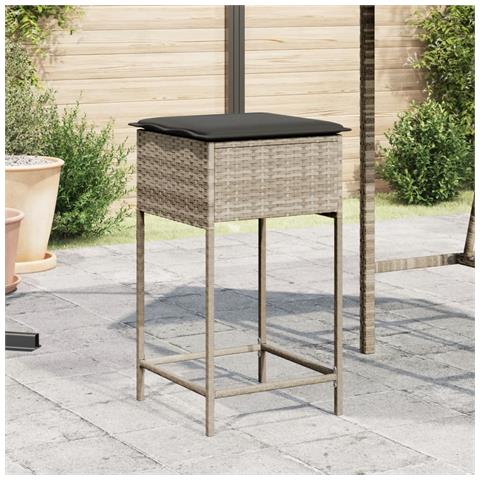 Sgabelli da Bar con Cuscini 2 pz Grigio Chiaro in Polyrattan - Foto 2