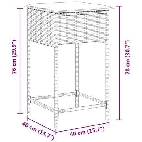 Sgabelli da Bar con Cuscini 2 pz Grigio Chiaro in Polyrattan - Foto 9