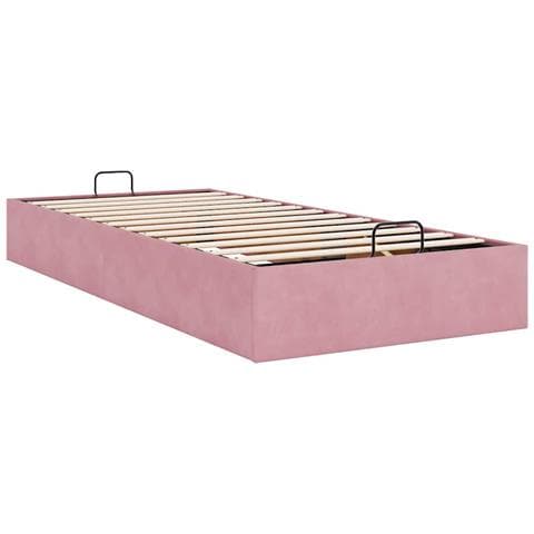 Struttura Letto Pouf Senza Materasso Rosa 90x200 cm Velluto - Foto 9
