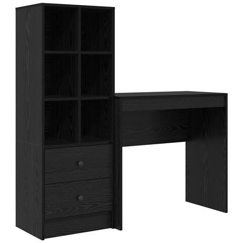 Scrivania con Storage Faggio Nero Legno Ingegnerizzato - Foto 1