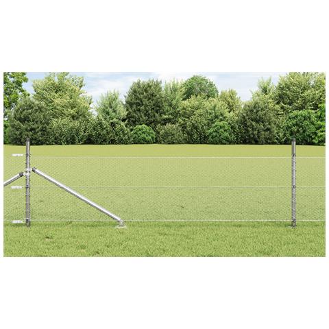 Recinzione Hexagon  0.4x25 m Acciaio Zincato, Pali per Recinzione  con Picchetto 13 pz Ø32 mm 60 cm Acciaio Zincato - Foto 2