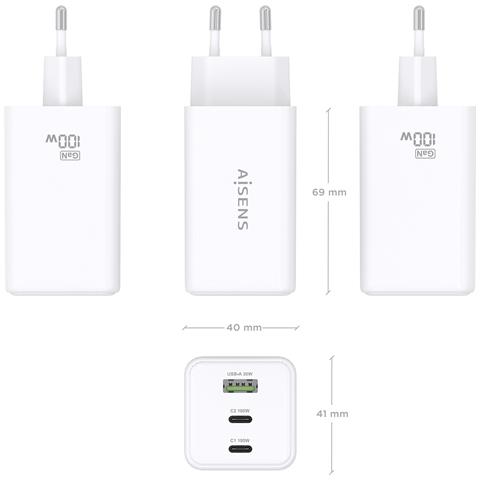ASCH-100W3P051-W Caricabatterie per dispositivi mobili Universale Bianco AC Ricarica rapida Interno - Foto 2