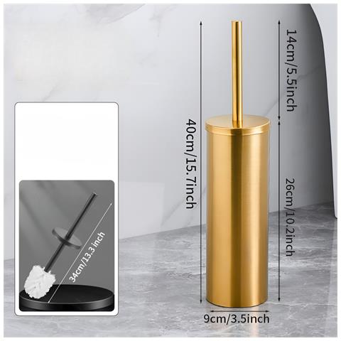 Spazzola Per Wc Autoportante In Acciaio Dorato Per Bagno - Foto 6