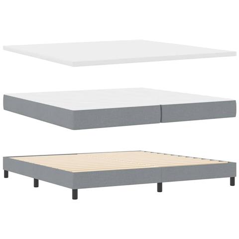 Letto box spring con materasso Grigio chiaro 200 x 200 cm - Foto 1