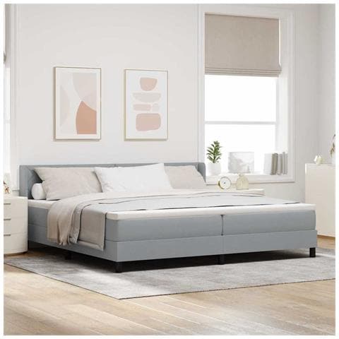Letto box spring con materasso Grigio chiaro 200 x 200 cm - Foto 2