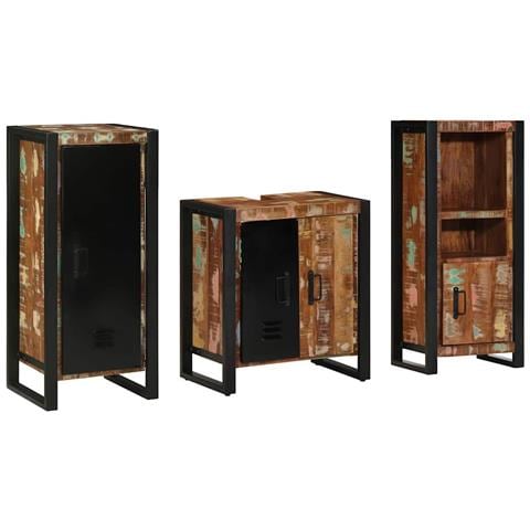 Set di mobili per il bagno 3 pcs Legno massello riciclato - Foto 2