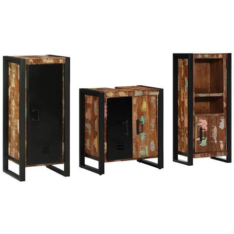 Set di mobili per il bagno 3 pcs Legno massello riciclato - Foto 9