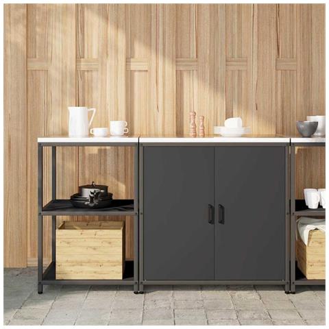 Set di Stoccaggio per Cucina 2 pcs Nero 150 x 50 x 92 cm - Foto 2