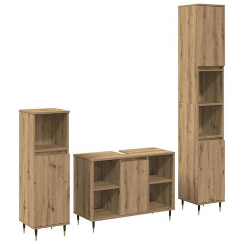 Set di Mobili da Bagno con porta 3 pcs Rovere artigianale - Foto 1