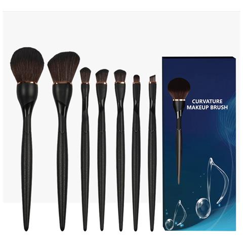 Set Di 7 Pennelli Da Trucco Curvi - Nero Evidenziante - Pelo Sintetico Di Scoiattolo - Foto 2